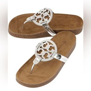 New Tory Burch Miller Cloud Metallic Sandals